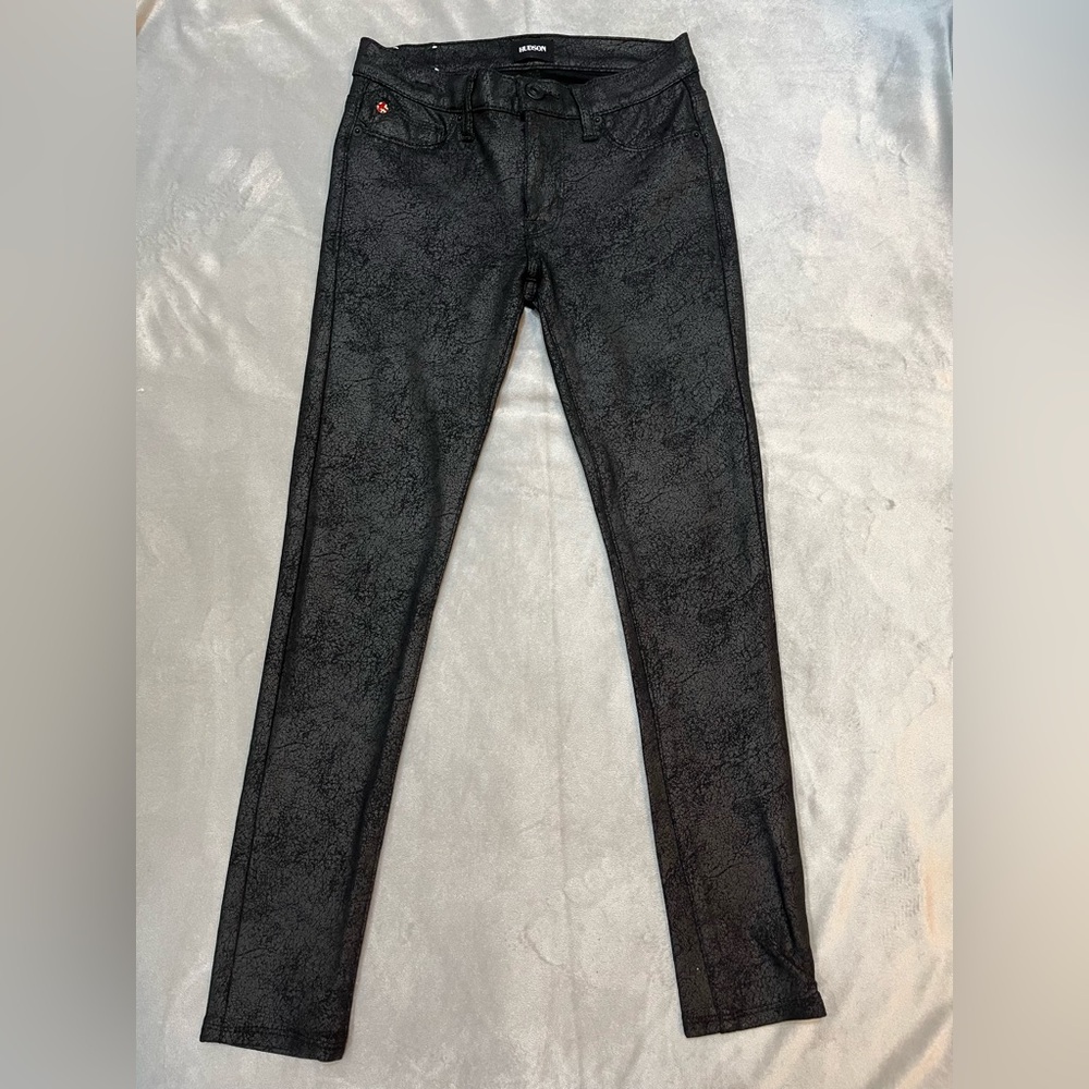 Hudson NICO Mid Rise Super Skinny Black Crackle Print Jeans